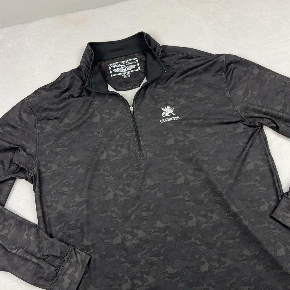 Straight Down Pullover Men 2XL Black GRANDOVER Mock Neck Golf Camo Lightweight